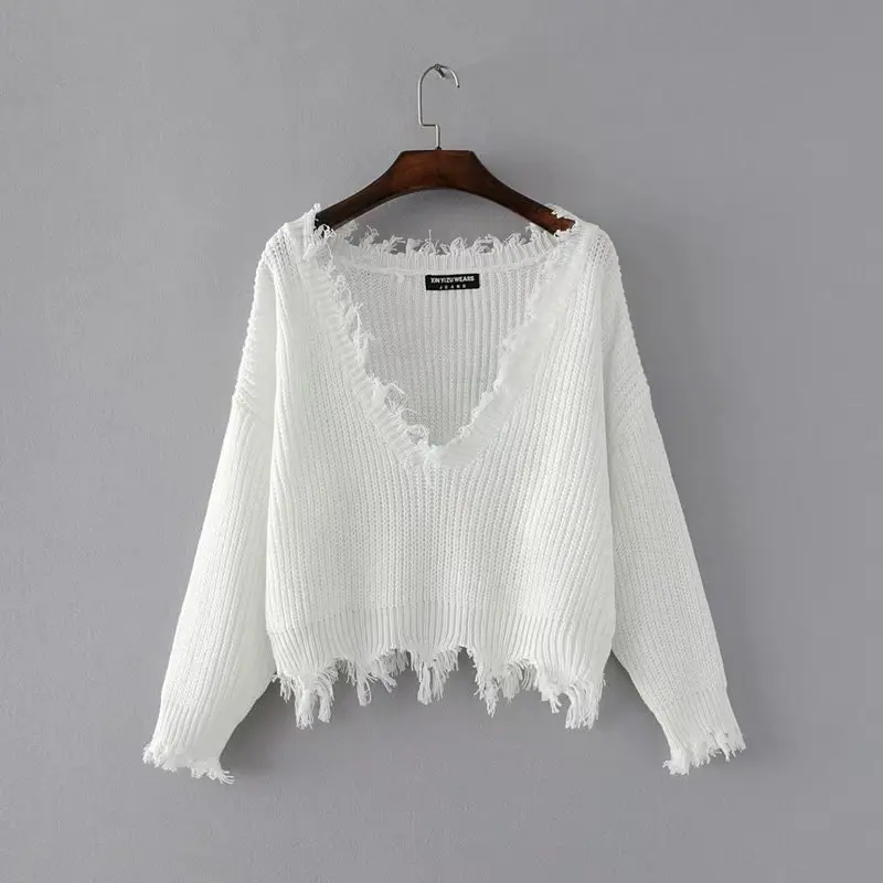 2020 Autumn and Winter European and American Fringe Irregular Lazy Sweater Women's V-neck Halter Knitted Blouse
2020 Autumn and Winter European and American Fringe Irregular Lazy Sweater Women's V-neck Halter Knitted Blouse