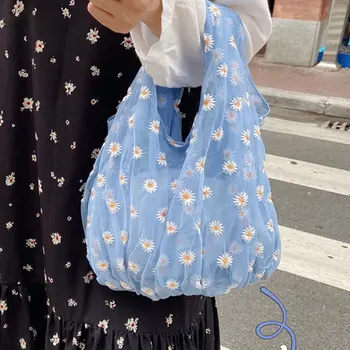 Women Small Tote Bag Handbag Daisy Embroidery Purse Transparent Mesh Cloth Bag Eco Fruit Bag Purse Girls Portable Storage Bags
Women Small Tote Bag Handbag Daisy Embroidery Purse Transparent Mesh Cloth Bag Eco Fruit Bag Purse Girls Portable Storage Bags