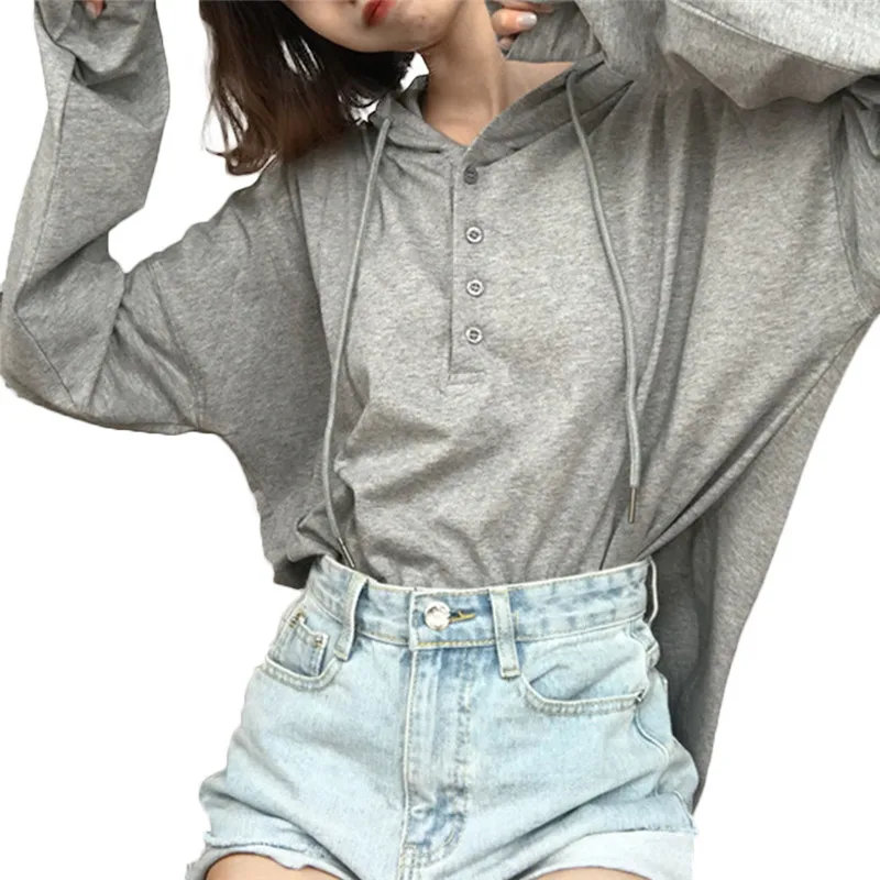 Hooded Sweatshirts for Female Fashion Pure Color Long Sleeve Drawstring Sweatshirts Loose Hooded Simple Style Button Hoodie Top
Hooded Sweatshirts for Female Fashion Pure Color Long Sleeve Drawstring Sweatshirts Loose Hooded Simple Style Button Hoodie Top
