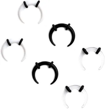 3prs Acrylic C Shape Pincher Tapers Septum Buffalo Taper Expander Pierced Nose, Nipple or Earring Ring with Black O-Rings 14G-4G 
3prs Acrylic C Shape Pincher Tapers Septum Buffalo Taper Expander Pierced Nose, Nipple or Earring Ring with Black O-Rings 14G-4G
