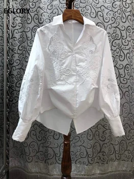 High Quality Designer Runway Blouses 2020 Spring Style Women Hand Made Beading Embroidery Long Sleeve Dark Blue White Tops Shirt
High Quality Designer Runway Blouses 2020 Spring Style Women Hand Made Beading Embroidery Long Sleeve Dark Blue White Tops Shirt