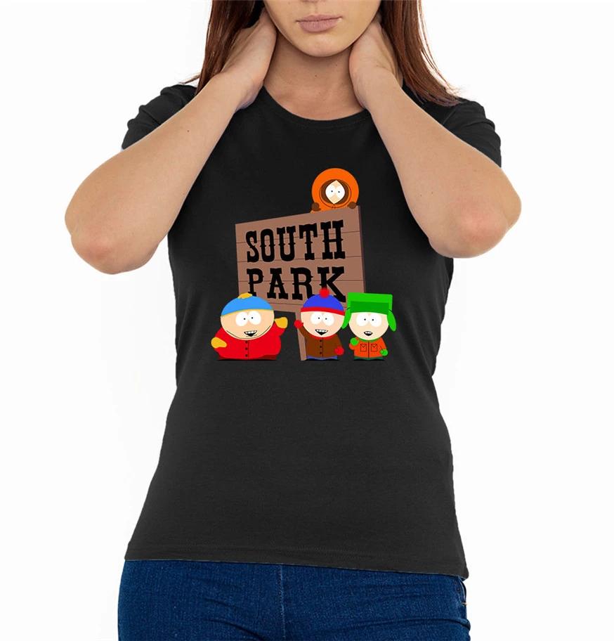 Знак логотипа Cartman Стэн Кайл Woman'S футболка черная (размеры S 2Xl) 634547703515 Ретро с