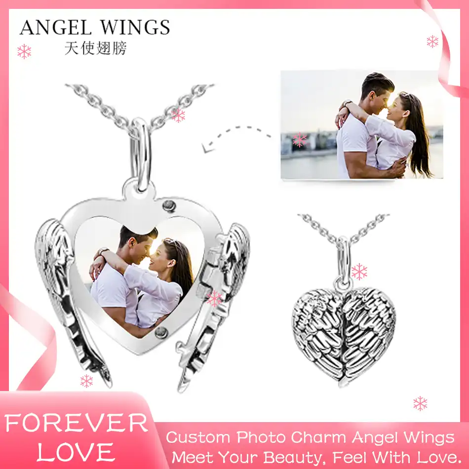 romantic 925 sterling silver forever love open wings heart