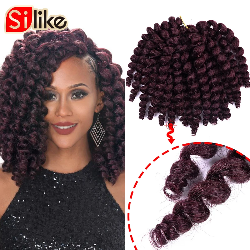 

Silike 8inch Synthetic Ombre Jumpy Wand Curl Crochet Braids 22 Roots Jamaican Bounce Curl Crochet Hair Extension for Black Women