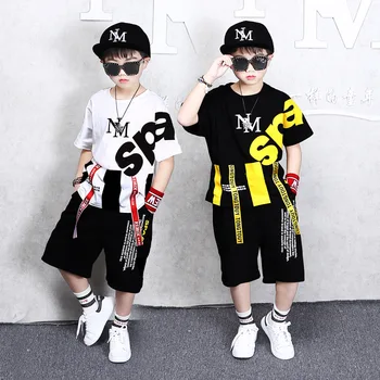 Summer New Kid Street Dance Clothings Boy Sports Shirt and Trouser Short Sleeve T-shirt Fashion Hiphop two piece set AEJS24 
Summer New Kid Street Dance Clothings Boy Sports Shirt and Trouser Short Sleeve T-shirt Fashion Hiphop two piece set AEJS24