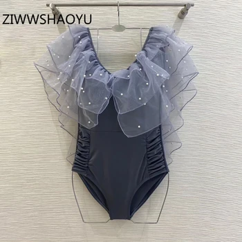 ZIWWSHAOYU Summer Women Grey/White V-Neck Beach Swimsuit Bodysuits Fashion Designer Ladies Mesh Ruffles Pearl Sexy Bikinis
ZIWWSHAOYU Summer Women Grey/White V-Neck Beach Swimsuit Bodysuits Fashion Designer Ladies Mesh Ruffles Pearl Sexy Bikinis