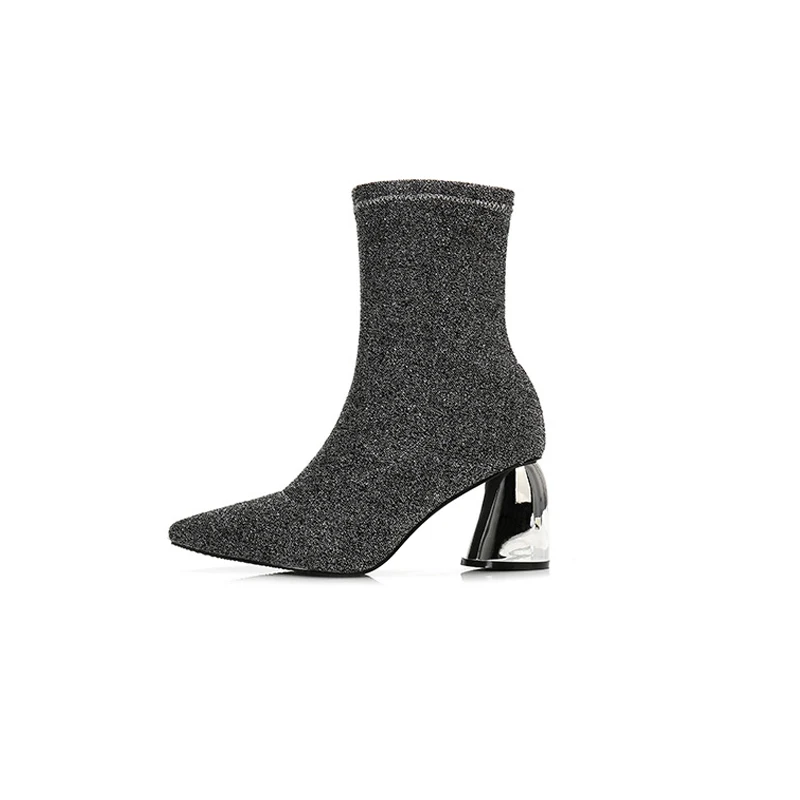 Slim Stretch Ankle Boots for Women Pointed Toe Bling Sock Boots Square High Heel Boots Shoes Woman Fashion Bota Feminina
Slim Stretch Ankle Boots for Women Pointed Toe Bling Sock Boots Square High Heel Boots Shoes Woman Fashion Bota Feminina