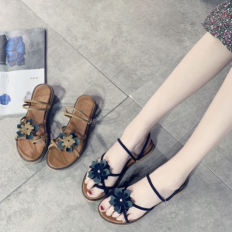 2019 Summer Flat Heel Suede Sweet Flower Sandals Women's Double Purpose Toe Covering Sandals Mixed Colors Beach WOMEN'S Shoes
2019 Summer Flat Heel Suede Sweet Flower Sandals Women's Double Purpose Toe Covering Sandals Mixed Colors Beach WOMEN'S Shoes