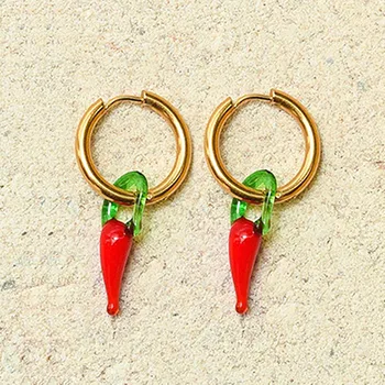 Bohemian stainless steel earrings red small pepper women's pendant earrings fashion 2019 new jewelry wholesale earrings 
Bohemian stainless steel earrings red small pepper women's pendant earrings fashion 2019 new jewelry wholesale earrings