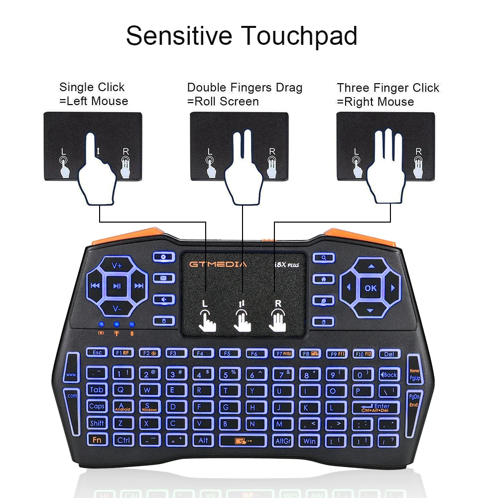 Spainish NEW Gtmedia Backlit i8X Plus Mini Wireless Keyboard 2.4ghz Air Mouse with Touchpad Remote Control For Android TV Box PC
Spainish NEW Gtmedia Backlit i8X Plus Mini Wireless Keyboard 2.4ghz Air Mouse with Touchpad Remote Control For Android TV Box PC