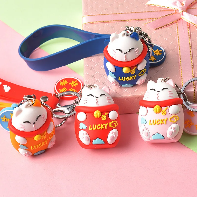 2020 Cute Cartoon lucky cat keychains Silicone KT Keychain with Strap llaveros Bag Pendant car keyring Kids toy beautiful Gifts
2020 Cute Cartoon lucky cat keychains Silicone KT Keychain with Strap llaveros Bag Pendant car keyring Kids toy beautiful Gifts