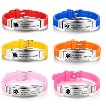 Multicolor Engravable Silicone Medical Alert Bracelet for Kids Adults Stainless Steel Tag ID Bracelet for Women Men Wristband
Multicolor Engravable Silicone Medical Alert Bracelet for Kids Adults Stainless Steel Tag ID Bracelet for Women Men Wristband