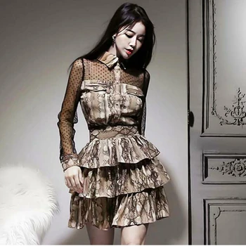 OL 2 Piece Sets Female Snake Pattern Shirts + Snake Pattern Cascading High Waist Skirt Two Piece Sets Women Outfits TA3116 
OL 2 Piece Sets Female Snake Pattern Shirts + Snake Pattern Cascading High Waist Skirt Two Piece Sets Women Outfits TA3116