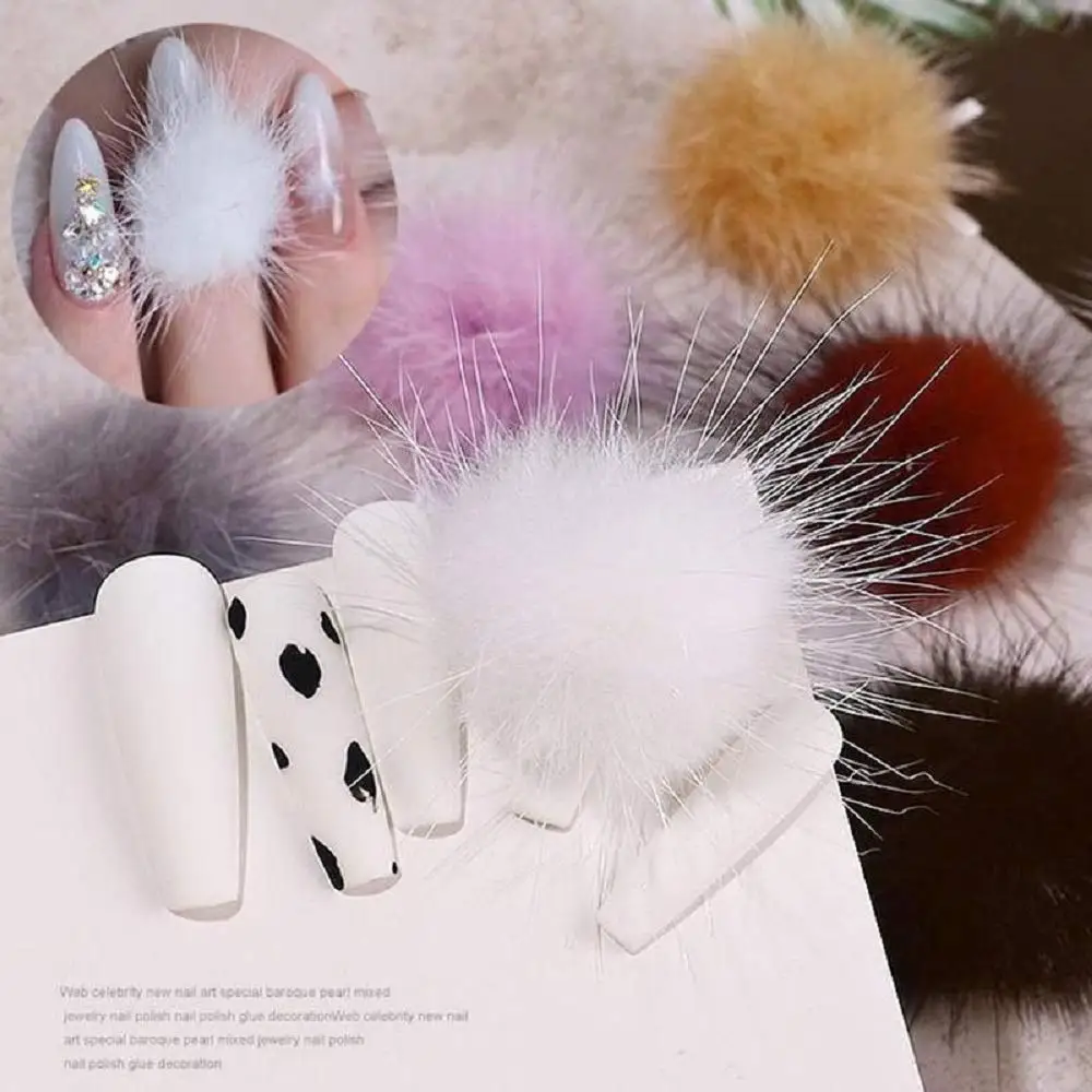 

1pc Hot Cute Removable 3D Soft Pom Detachable Nail Pom Fluffy Plush Ball