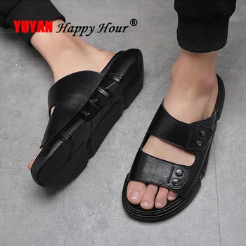 Genuine Leather Men Shoes 2020 Summer Beach Sandals Casual Men Black Shoes Flat Beach Slippers Leather Male Sandals KA1254
Genuine Leather Men Shoes 2020 Summer Beach Sandals Casual Men Black Shoes Flat Beach Slippers Leather Male Sandals KA1254