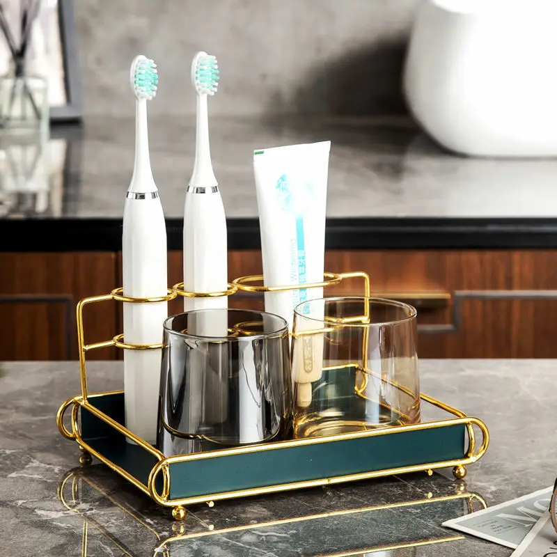 European Style Light Luxury Style Toothbrush Holder Multifunctional Cup Shelf Rack Wall-Mounted Set Tray Storage Rack Hardware
European Style Light Luxury Style Toothbrush Holder Multifunctional Cup Shelf Rack Wall-Mounted Set Tray Storage Rack Hardware