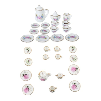 15pcs Miniature Dollhouse Dinnerware Porcelain Tea Set Tableware Mug Plate with Pink flowers Pattern & 15pcs Rosebud Porcelain D
15pcs Miniature Dollhouse Dinnerware Porcelain Tea Set Tableware Mug Plate with Pink flowers Pattern & 15pcs Rosebud Porcelain D