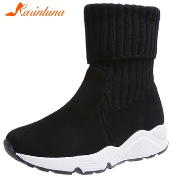 KARINLUNA New Fashion Ladies Casual Soft Boots Women 2020 Solid 2 Style Hot Sale Ankle Boots Wedges Heels Sock Shoes Woman
KARINLUNA New Fashion Ladies Casual Soft Boots Women 2020 Solid 2 Style Hot Sale Ankle Boots Wedges Heels Sock Shoes Woman