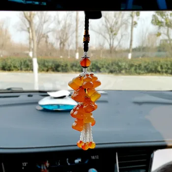Natural red crystal agate jade gourd car hanging
Natural red crystal agate jade gourd car hanging