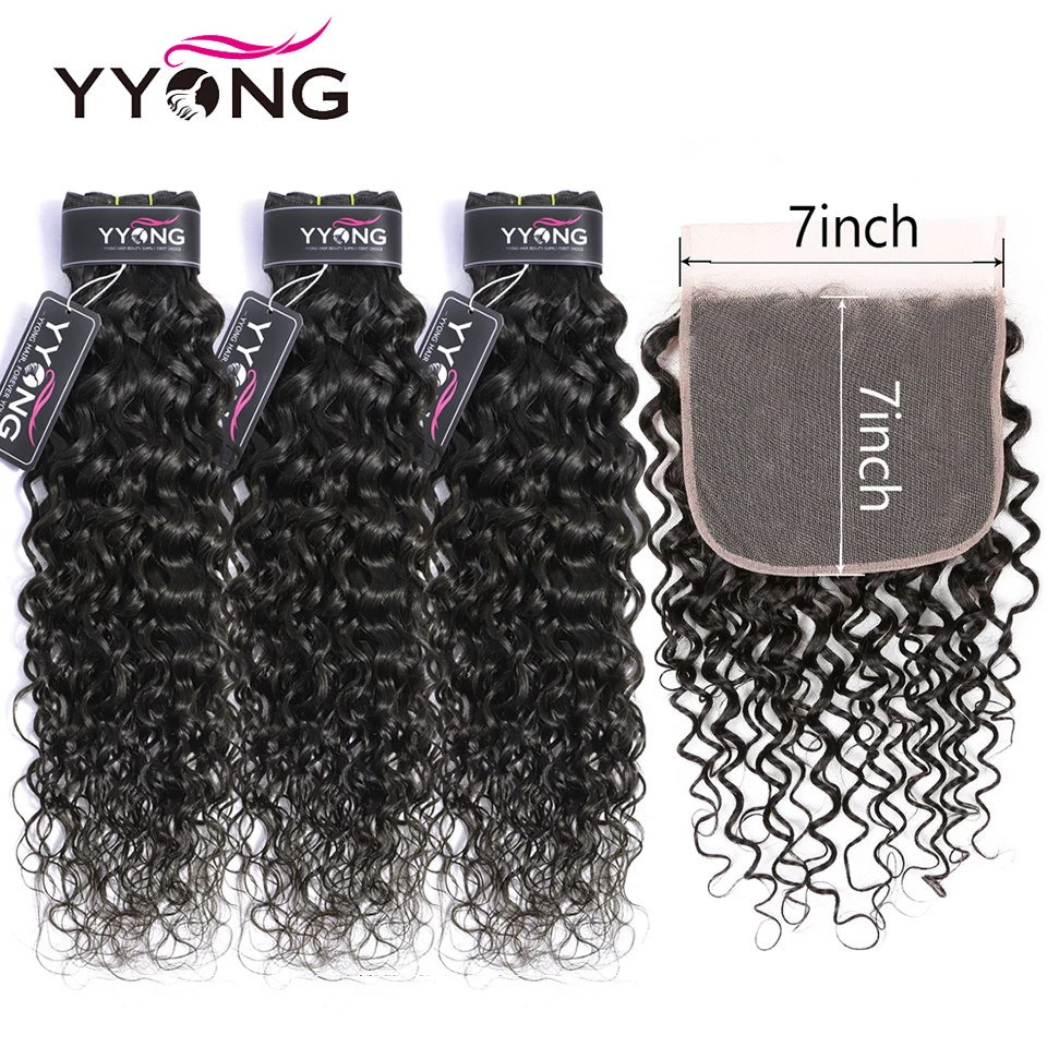 Yyong Store Brazilian Water Wave 3 Bundles With 7x7 Closure Remy 8-30 inch Human Hair Weave Bundles With Frontal Closure
Yyong Store Brazilian Water Wave 3 Bundles With 7x7 Closure Remy 8-30 inch Human Hair Weave Bundles With Frontal Closure