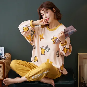 MELIFLE Autumn Winter Fashion Combed Cotton Women's Sleepwear Cartoon Print Long Sleeve Loose Pajamas Sets Elastic Waist Pants 
MELIFLE Autumn Winter Fashion Combed Cotton Women's Sleepwear Cartoon Print Long Sleeve Loose Pajamas Sets Elastic Waist Pants