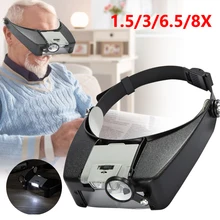 Headband Magnifier Glasses 1.5X 3X 6.5X 8X Eyewear Magnifying Glasses with 2 LED Lights Head Magnifier Loupe for Sewing DIY
Headband Magnifier Glasses 1.5X 3X 6.5X 8X Eyewear Magnifying Glasses with 2 LED Lights Head Magnifier Loupe for Sewing DIY