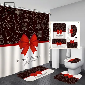 Christmas Red Bow Knot Shower Curtain Set Carpet Anti-slip Mat Bathroom Bathing Screen Waterproof Toilet Partition Home Decor
Christmas Red Bow Knot Shower Curtain Set Carpet Anti-slip Mat Bathroom Bathing Screen Waterproof Toilet Partition Home Decor