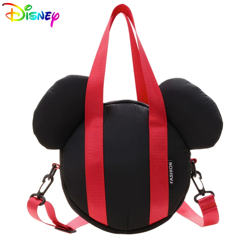 Disney Women Mickey Mouse Canvas Shoulder Bags For Baby Girls Fashion Cartoon Handbags Boys Cute Solid Color Crossbody Packages