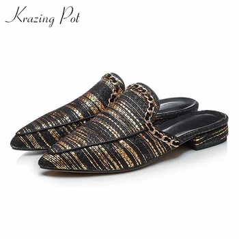Krazing pot 2020 retro gladiator metal design genuine leather leisure outside slipper slip on pointed toe summer women shoes L02
Krazing pot 2020 retro gladiator metal design genuine leather leisure outside slipper slip on pointed toe summer women shoes L02