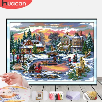 HUACAN Embroidery Christmas Scenery Needlework Sets For Full Kits White Canvas DIY Cross Stitch Winter Gift Home Decor 14CT
HUACAN Embroidery Christmas Scenery Needlework Sets For Full Kits White Canvas DIY Cross Stitch Winter Gift Home Decor 14CT