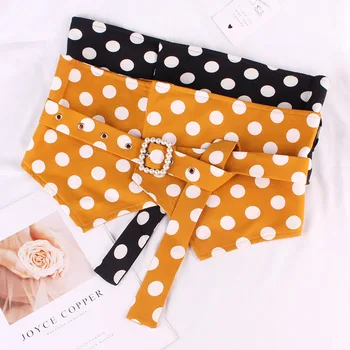 Dot Wave point decorate Super wide Waist seal Pearl buckle fashion Woman belt
Dot Wave point decorate Super wide Waist seal Pearl buckle fashion Woman belt