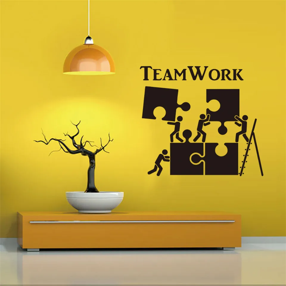 Team Work Wall Decals Home Decor Study Office Classroom Self Adhesive Wallpaper Vinyl DIY Sticker Inspirational Mural Posters | Дом и сад