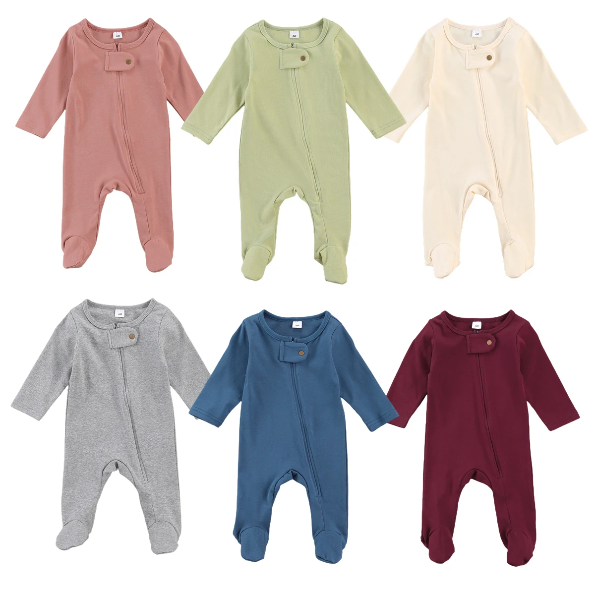 Newborn Baby Girl Boy Clothes Solid Color Romper Infant Long Sleeve Round Neck Zip-up Footed Jumpsuit
Newborn Baby Girl Boy Clothes Solid Color Romper Infant Long Sleeve Round Neck Zip-up Footed Jumpsuit