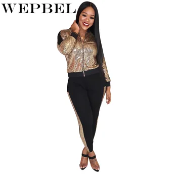 WEPBEL Women Two Piece Outfits Sequins Patchwork Zipper Two Piece Sets Top and Pants Tracksuit Plus Size Women Set
WEPBEL Women Two Piece Outfits Sequins Patchwork Zipper Two Piece Sets Top and Pants Tracksuit Plus Size Women Set