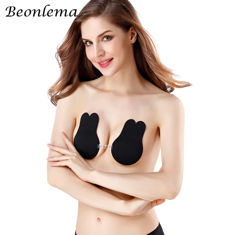 

Beonlema Nipple Cover Women Push Up Silicone Adhesive Bra Nipple Stickers Boob Tape Breast Lift Tape Nude Black