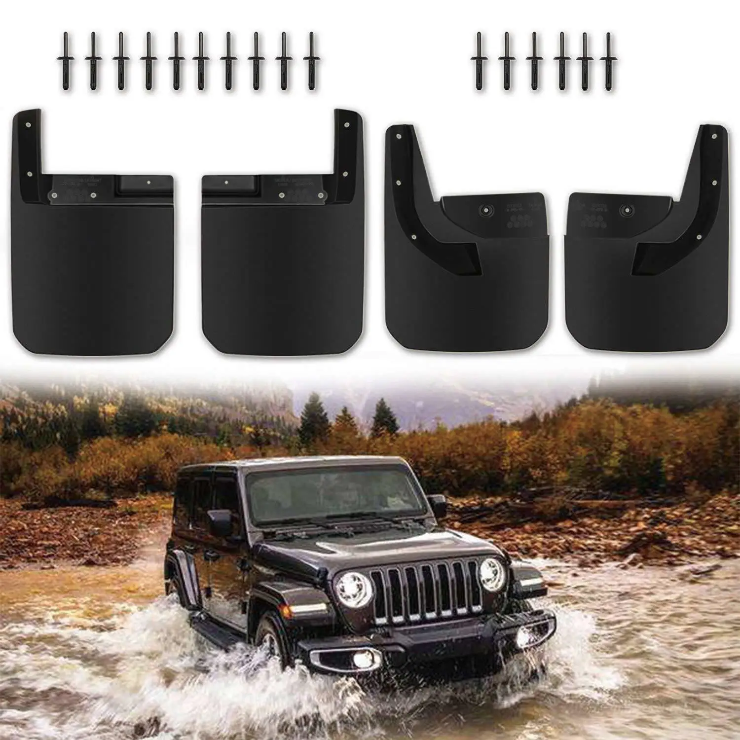 For 2018 for Jeep Wrangler JL 4pcs Front Rear Mudguard Mud Flaps Splash Guard Kit
For 2018 for Jeep Wrangler JL 4pcs Front Rear Mudguard Mud Flaps Splash Guard Kit