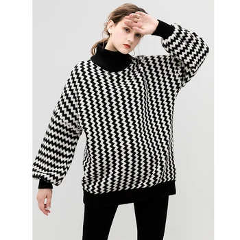 2020 Autumn Winter Warm Turtleneck Loose Sweater European Casual High Street Striped Thick Knit Sweaters
2020 Autumn Winter Warm Turtleneck Loose Sweater European Casual High Street Striped Thick Knit Sweaters