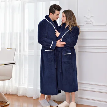 Winter Warm Sleepwear Long Robe Kimono Gown Thick Flannel Nightdress Lovers Nightwear Casual Soft Men Coral Fleece Bath Gown
Winter Warm Sleepwear Long Robe Kimono Gown Thick Flannel Nightdress Lovers Nightwear Casual Soft Men Coral Fleece Bath Gown