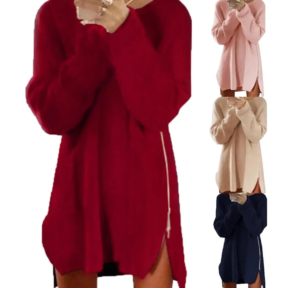 2019 11.11 Women Sexy Solid Color Long Sleeve O Neck Sideway Zip Loose Mini Sweater Dress Christmas Gift For Female Friend
2019 11.11 Women Sexy Solid Color Long Sleeve O Neck Sideway Zip Loose Mini Sweater Dress Christmas Gift For Female Friend