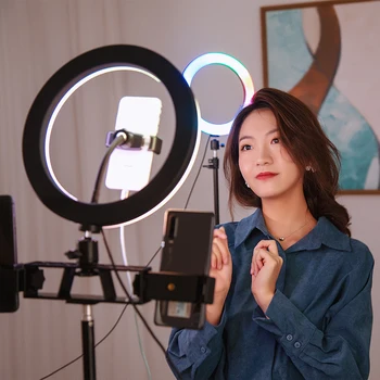 LED Ring Light Studio Photo Video Dimmable Lamp Natural light + RGB Color Light Mode With Tripod Stand Remote Control 
LED Ring Light Studio Photo Video Dimmable Lamp Natural light + RGB Color Light Mode With Tripod Stand Remote Control