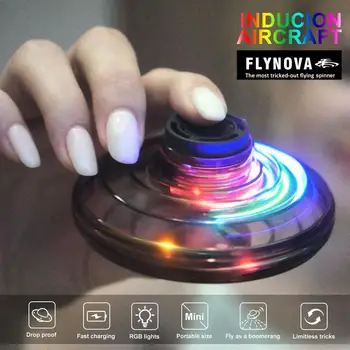 

1/2Pcs Flynova Flying Spinner Saucer LED Drone Most Tricked-Out Finger Spinners Mini UFO Game Anti-Stress Toy Decompression Toys