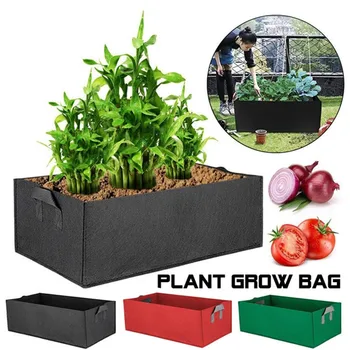 

Fabric Raised Garden Bed Rectangle Breathable Planting Container Growth Bag Seedling Gallon Tree Handle Rectangle Grow Bag