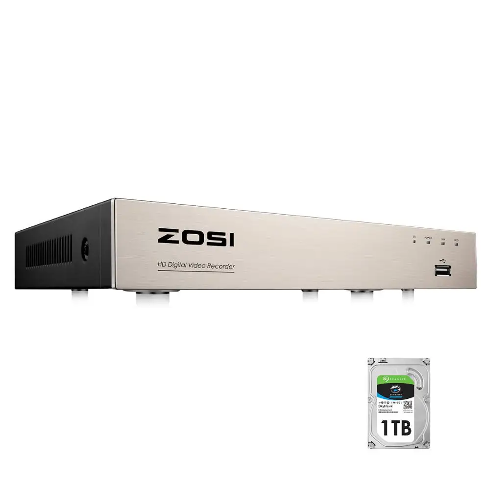 ZOSI 8 канальный H.265 + TVI 4 в 1 DVR 1080p CCTV 8CH мини Гибридный HDMI Поддержка аналоговая/AHD/TVI/CVI