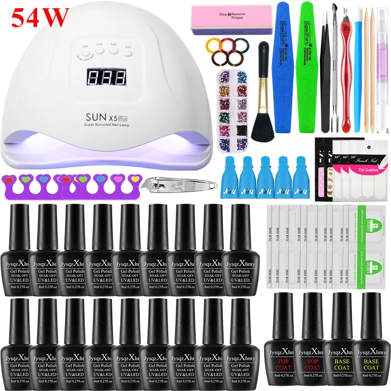 54/36W Nail Set LED Nail Lamp With 18/12pcs Nail Gel Polish Kit Soak Off Manicure Set Nail Art Tools Set Nail File Top Base Coat
54/36W Nail Set LED Nail Lamp With 18/12pcs Nail Gel Polish Kit Soak Off Manicure Set Nail Art Tools Set Nail File Top Base Coat