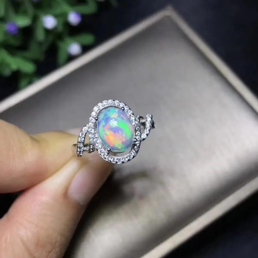 Женские кольца с натуральным опалом меняют цвет огня таинственный серебро 925