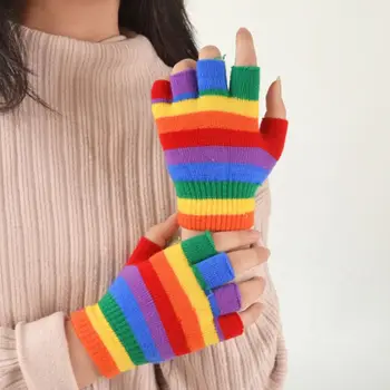 Adult Kids Rainbow Stripes Short Gloves Fingerless Wrist Length Party Mittens
Adult Kids Rainbow Stripes Short Gloves Fingerless Wrist Length Party Mittens