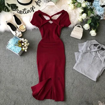 dress women 2020 hollow out V-neck Cross Short Sleeve High Waist Thin Wrap Buttock Knitted Dress Women Solid Color Vestidos
dress women 2020 hollow out V-neck Cross Short Sleeve High Waist Thin Wrap Buttock Knitted Dress Women Solid Color Vestidos