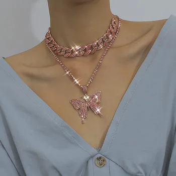 pink butterfly necklace for women pink girl fashion jewelry with pink tennis chain miami cuban link chain necklaces
pink butterfly necklace for women pink girl fashion jewelry with pink tennis chain miami cuban link chain necklaces