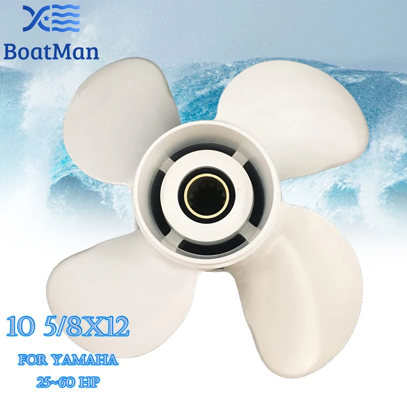 

Boat Propeller 10 5/8x12 For Yamaha Outboard Motor T25HP 40HP 48HP 50HP 55HP 60HP Aluminum 13 Tooth 4 Blade Spline Engine Part