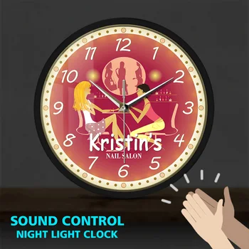 Nail Studio Beauty Salon Metal Frame LED Wall Clock Sound Activated Nail Polish Watch Manicure Design for Home Decor Horologe
Nail Studio Beauty Salon Metal Frame LED Wall Clock Sound Activated Nail Polish Watch Manicure Design for Home Decor Horologe